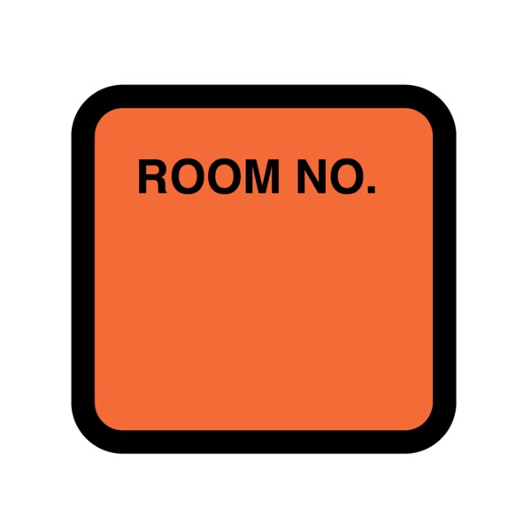 Printed Chart Labels - Room No 1-7/16" x 1-1/2" Orange w/Black